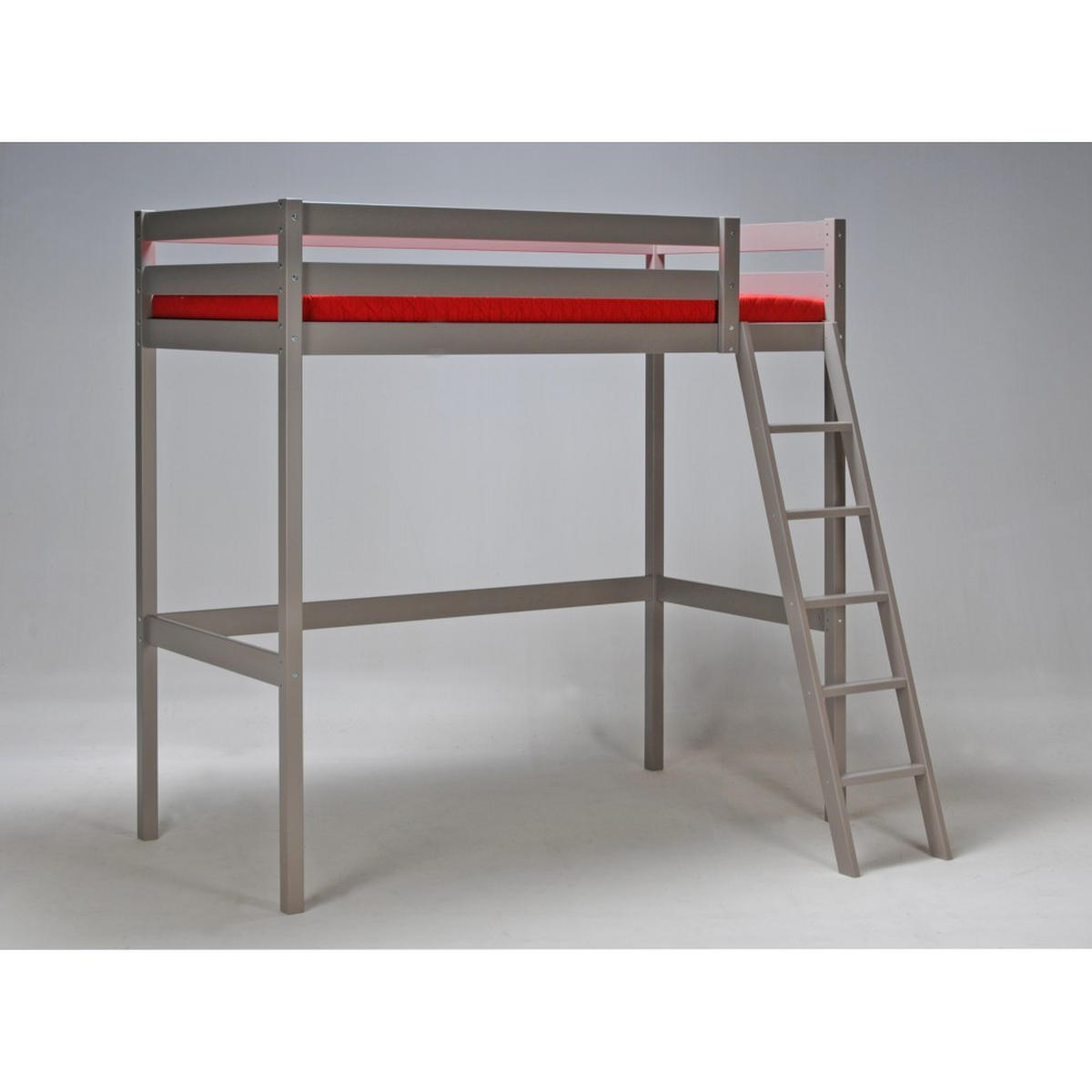 HOCHBETT STUDIO mit Lattenrost/ Hochbett 90x190 - Grau - Grau, Holz (90/190cm) - Weber Industries