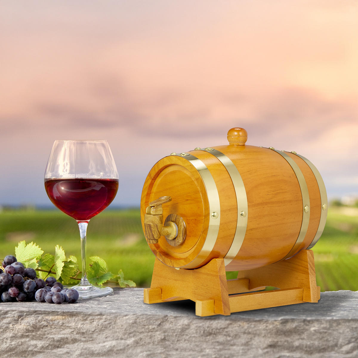 WHISKYFASS - Braun, Holz/Kunststoff (1.25L) - Relaxdays