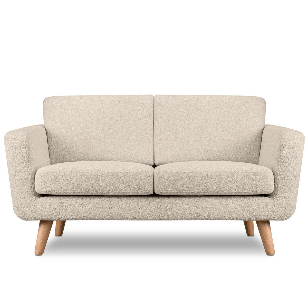 SOFA TAGIO mit Armlehnen, Creme - Creme/Braun, Buchenholz/Textil (153/80/84cm) - KONSIMO®