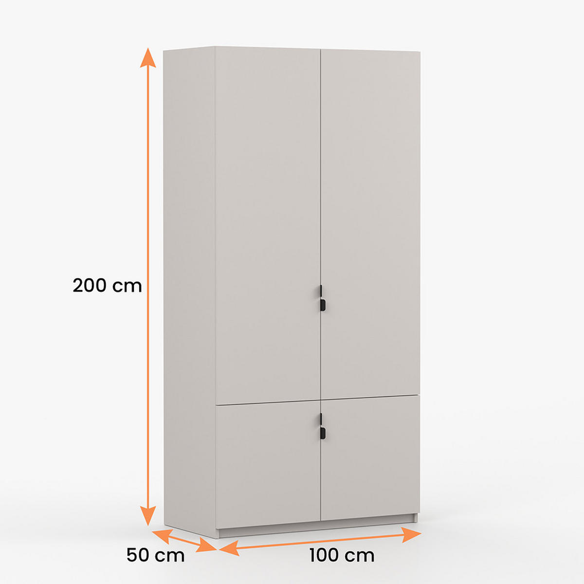 DREHTÜRENSCHRANK MEZZO 4D 100 cm Kaschmir/Kaschmir, 4-türig, schwarze Metallgriffe - Kaschmir/Schwarz, Holzwerkstoff/Metall (100/200/50cm) - imoebel24