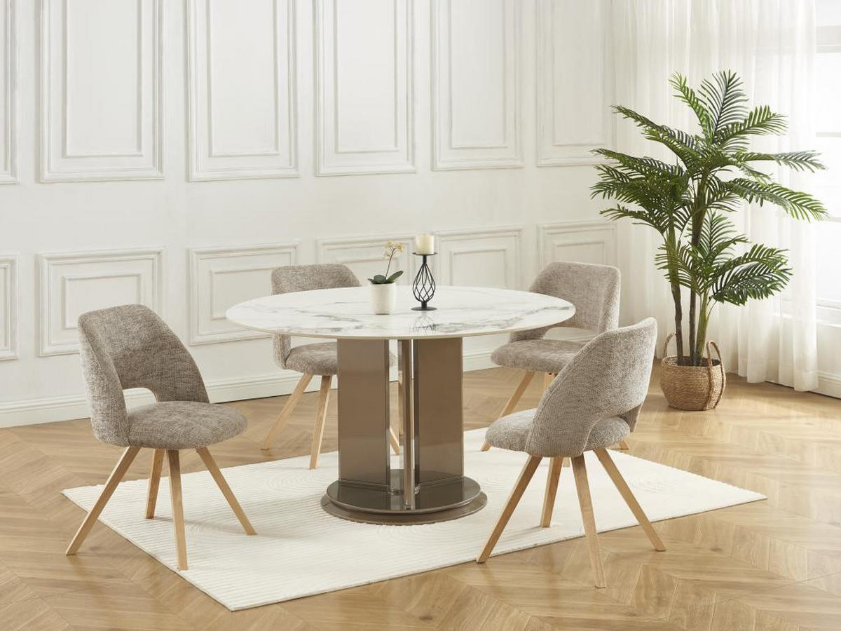 STUHL 2er-Set - Stoff & Kautschukholz - Taupe - VESIANI - Braun, Textil (58/81/53.5cm) - Vente-Unique