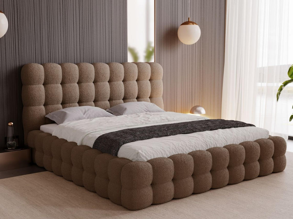 POLSTERBETT Twist 200x200 Braun - Naturfarben/Braun, Holz/Kunststoff (200/200cm) - Graingold