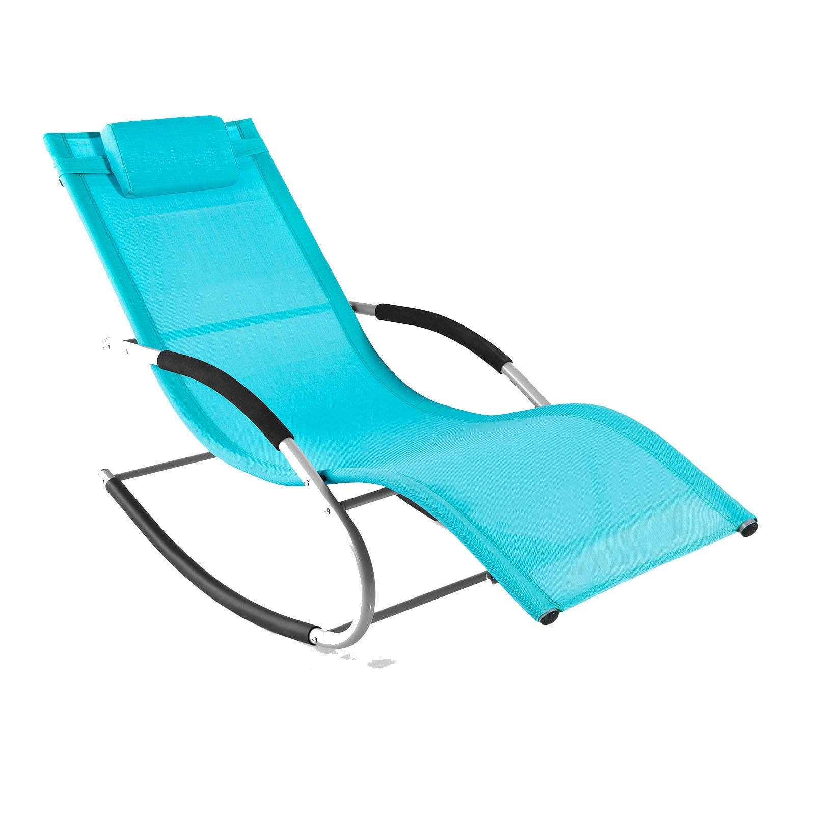 SONNENLIEGE Blau - Türkis, Metall (63/83/150cm) - SoBuy