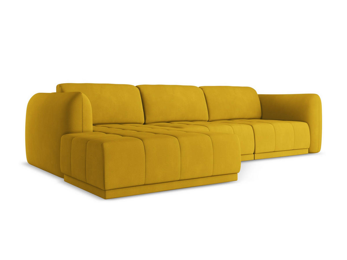 ECKSOFA Links Chenille Stoff Gelb - Currygelb/Gelb, Kunststoff/Textil (170/290cm) - Makamii