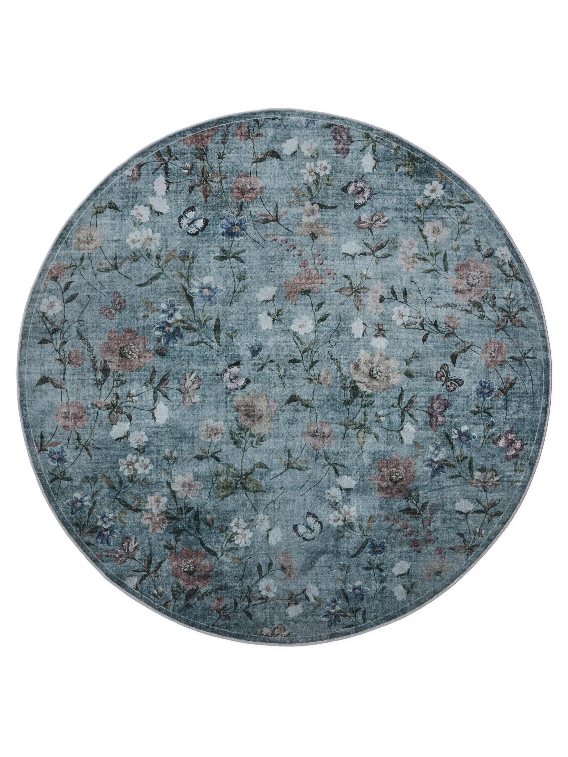 TEPPICH Milly waschbar Multicolor/Grau ø 160 cm rund - Multicolor/Grau, Kunststoff/Textil (160/160cm) - benuta