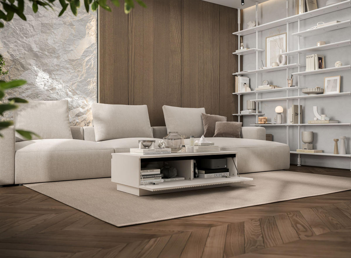 COUCHTISCH Selene Kaschmir matt 109 cm mit Sockel - Kaschmir, Holzwerkstoff (50/109/32cm) - Meble Lindner