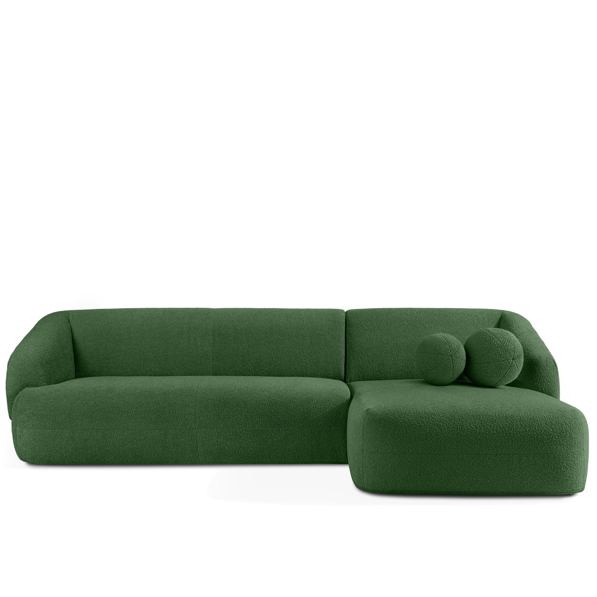 ECKSOFA RECHTS VIRA, Grün, Bouclé - Schwarz/Grün, Holz/Holzwerkstoff (300/160cm) - KONSIMO®