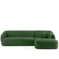 ECKSOFA RECHTS VIRA, Grün, Bouclé - Schwarz/Grün, Holz/Holzwerkstoff (300/160cm) - KONSIMO®