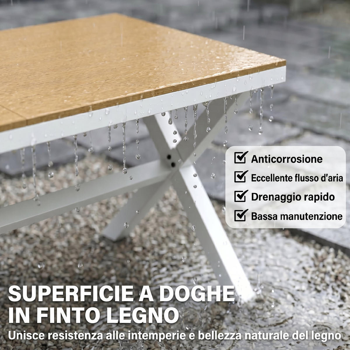 GARTENMÖBELSET 7-teilig,stapelbar Tisch+Stühle Alu-Rahmen,teak - Beige, Metall - Vallsero