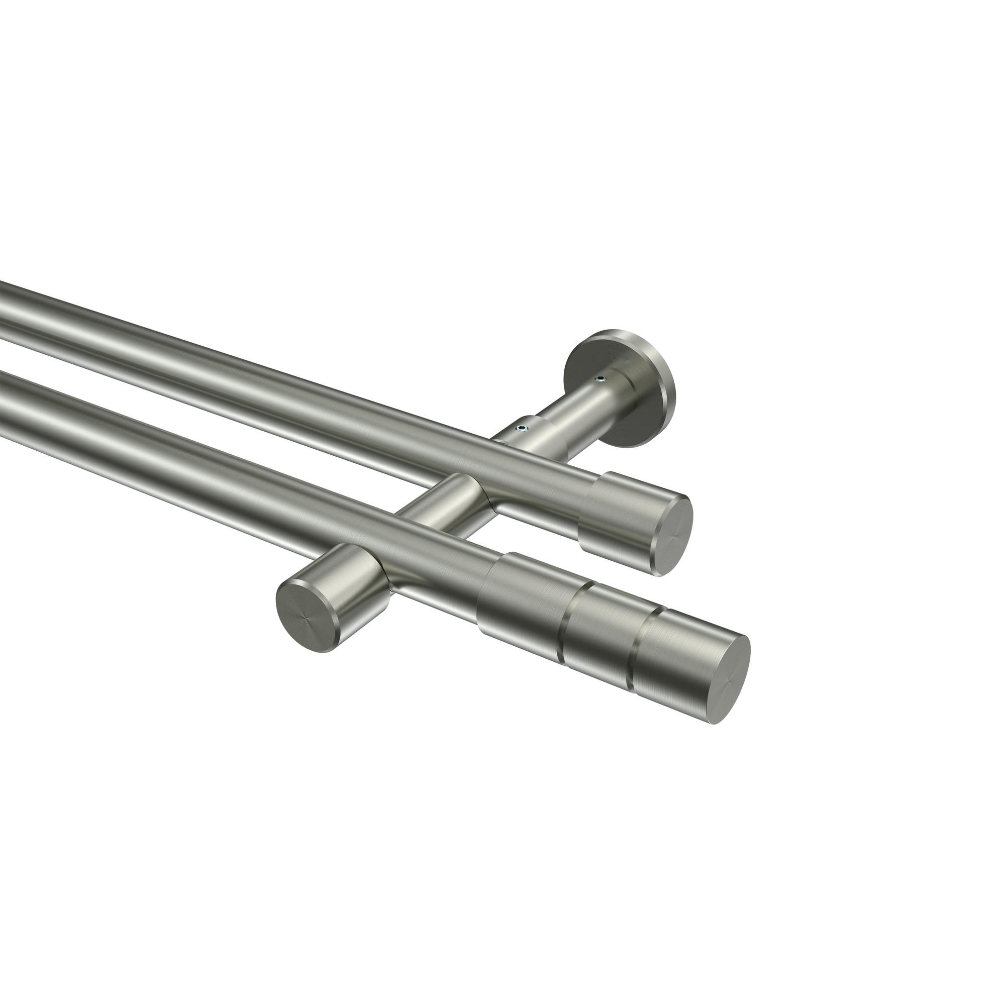 GARDINENSTANGEN-SET Prestige Elanto 140 cm, 2-läufig (ohne Ringe), 20 mm Ø Edelstahl-Optik - Edelstahlfarben, Metall (140cm) - INTERDECO