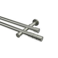 GARDINENSTANGEN-SET Prestige Elanto 140 cm, 2-läufig (ohne Ringe), 20 mm Ø Edelstahl-Optik - Edelstahlfarben, Metall (140cm) - INTERDECO