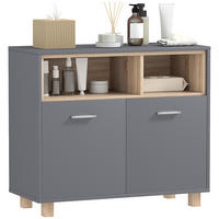 MIDISCHRANK DE-12440 80/35/70 cm Grau / Naturholz - Grau, Holzwerkstoff (35/70/80cm) - ComfortXL