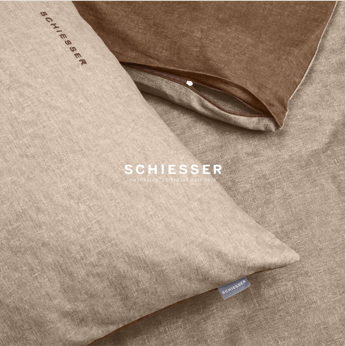 BETTWÄSCHESET Doubleface - Feinbiber - 2-teilig - 155 x 220 cm - Sand - Sandfarben, Textil (155/220cm) - SCHIESSER