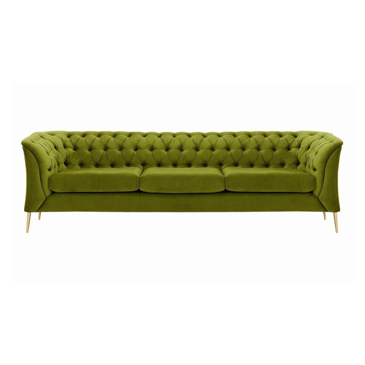 DREISITZER-SOFA Chesterfield Modern-Velluto 9 - Olivgrün, Holz/Textil (248/74/80cm)