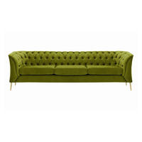 DREISITZER-SOFA Chesterfield Modern-Velluto 9 - Olivgrün, Holz/Textil (248/74/80cm)
