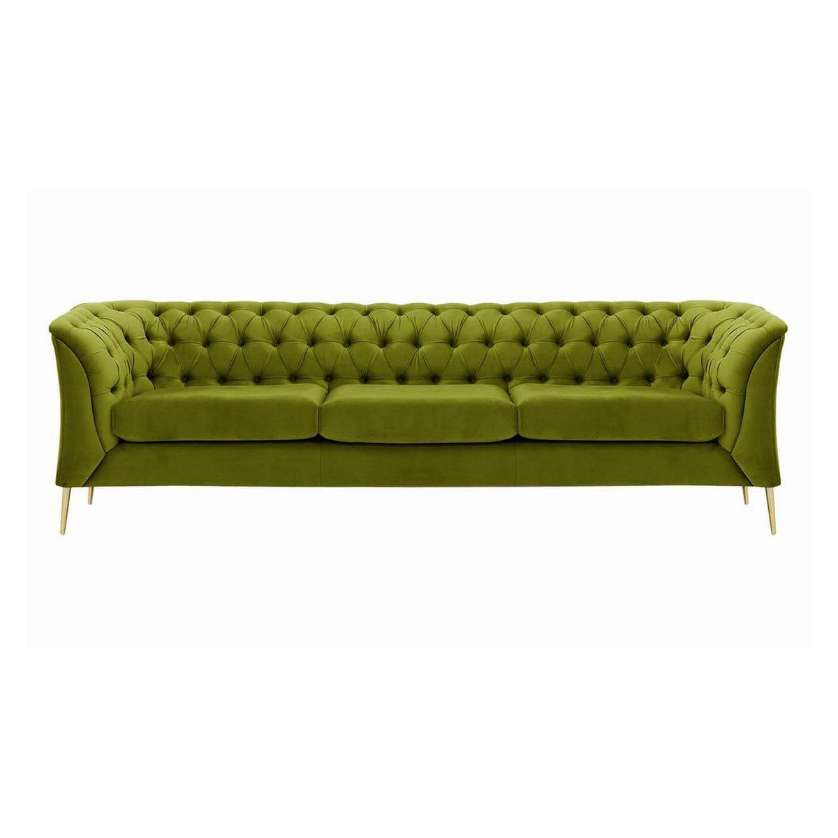 DREISITZER-SOFA Chesterfield Modern-Velluto 9 - Olivgrün, Holz/Textil (248/74/80cm)