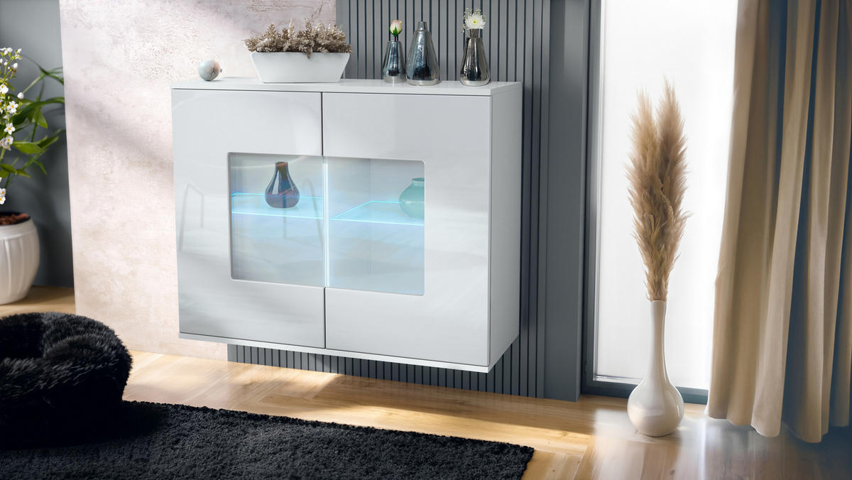 KOMMODE Grömitz Weiß Hochglanz - Weiß Hochglanz, Holzwerkstoff (92.5/73.5/35cm) - Vladon