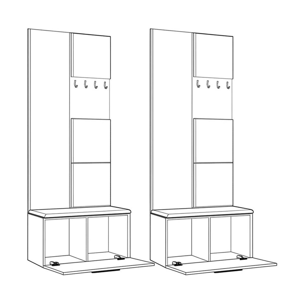 GARDEROBENSCHRANK MODULO 161,2/204/40 cm Modern Garderobe-Set Grau - Schwarz/Grau, Holzwerkstoff (161.2/204/40cm) - MASSENO