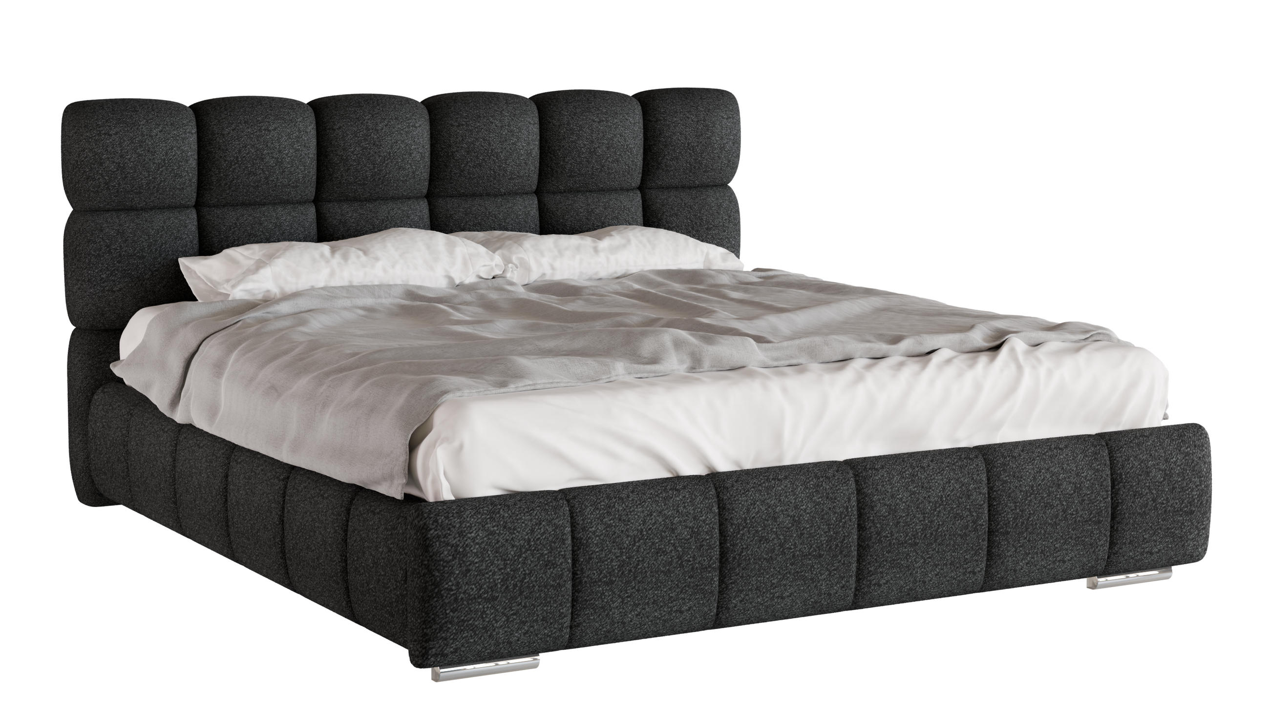 POLSTERBETT Bliss 180 x 200 cm mit Bettkasten und Lattenrost 7zonen Multipocketmatratze CIRA (24cm) - schwarz - Schwarz, Holz (180/200cm) - Panda Möbel