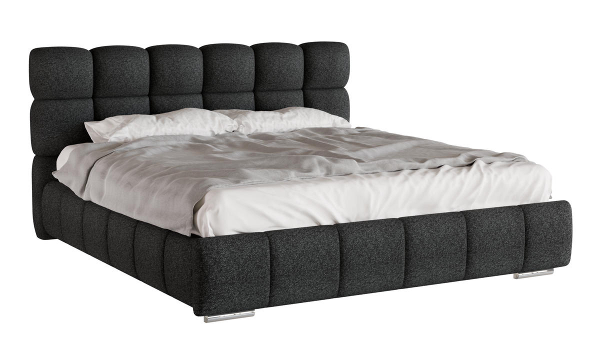 POLSTERBETT Bliss 180 x 200 cm mit Bettkasten und Lattenrost 7zonen Multipocketmatratze CIRA (24cm) - schwarz - Schwarz, Holz (180/200cm) - Panda Möbel