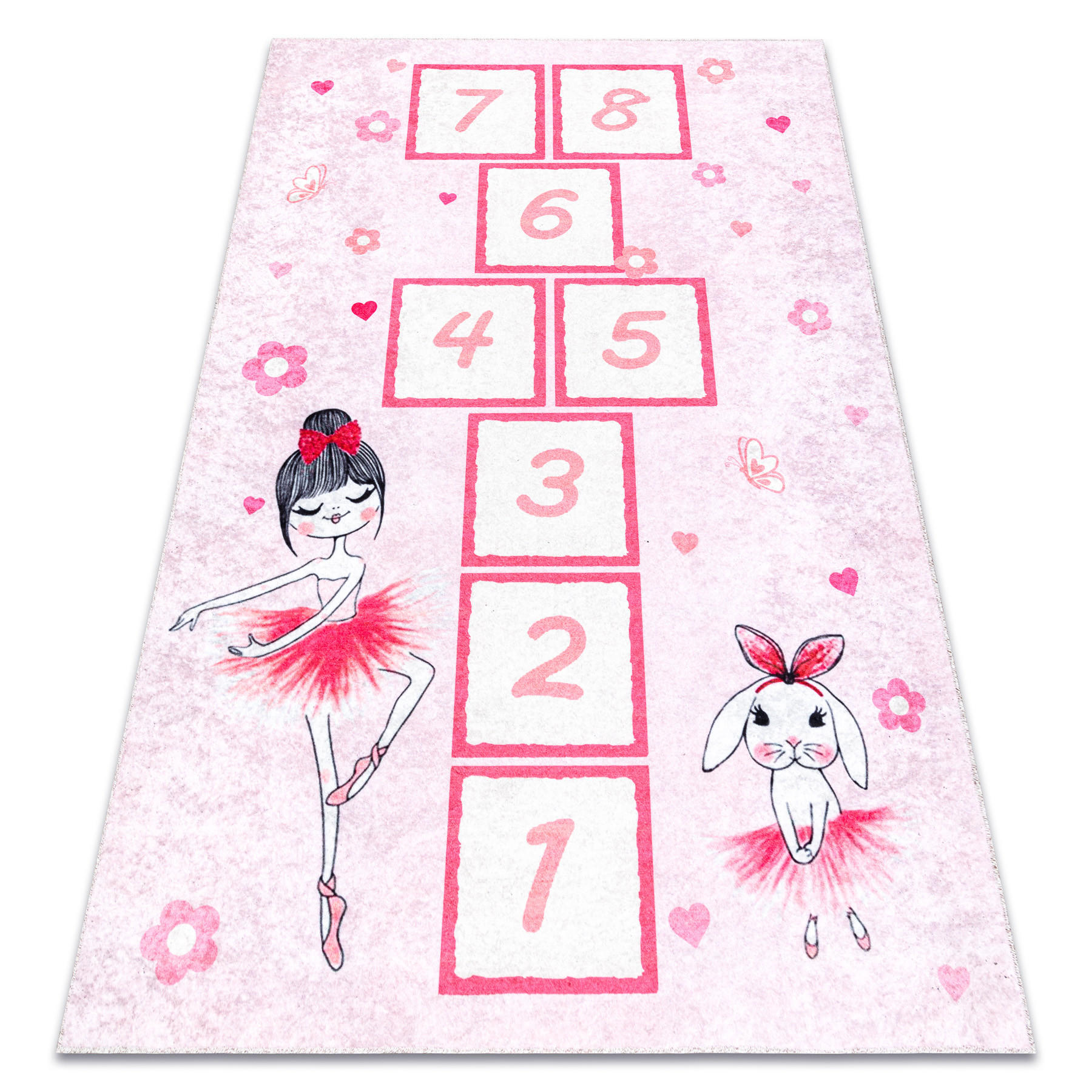 JUNIOR 51828.802 covor lavabil hopscotch, balerină pentru copii anti-alunecare - roz 140/190 cm