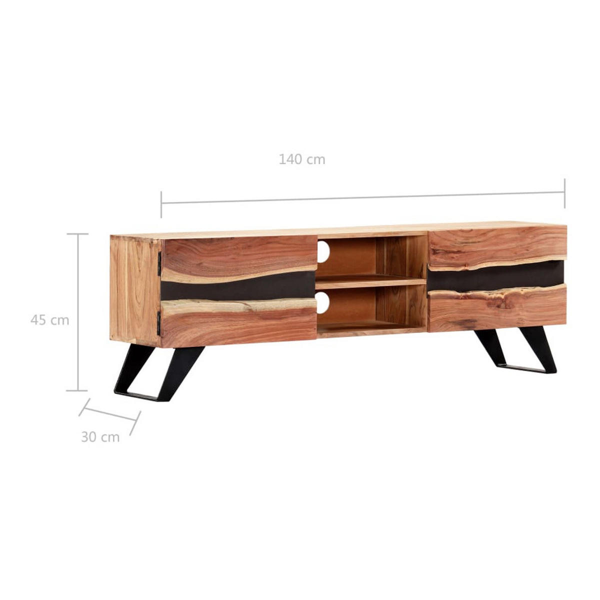 TV-SCHRANK 140X30X45 CM MASSIVHOLZ AKAZIE - Braun, Holz (140/45/30cm) - vidaXL