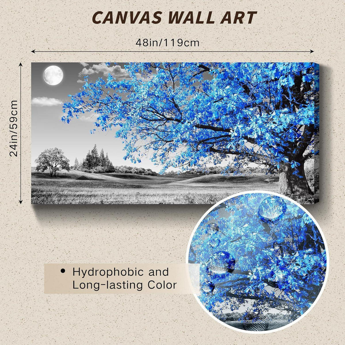 LEINWANDBILD Blau Baum des Lebens 120 x 60 cm - Blau, Papier (60/0.5cm)