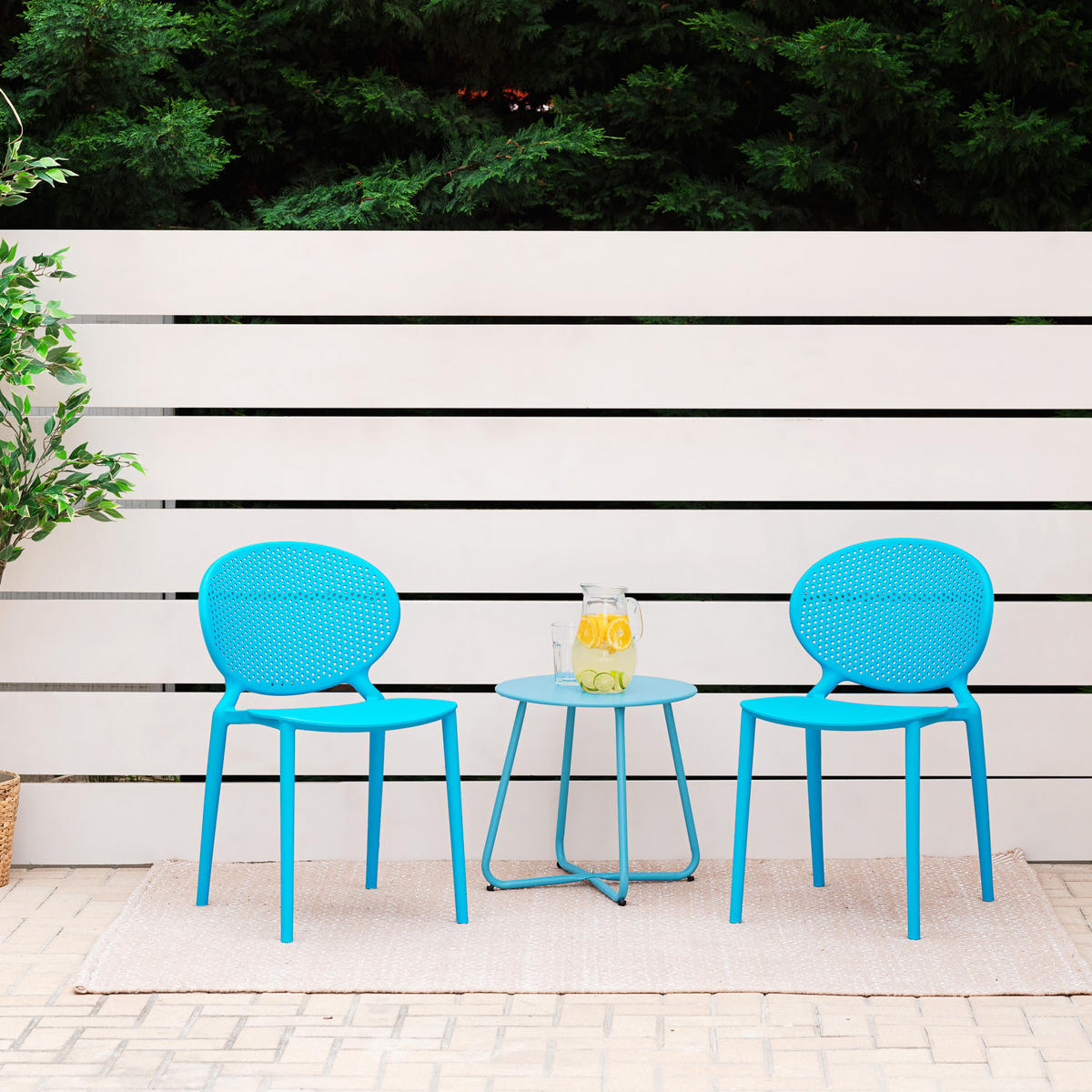 GARTENSTUHL 4er-Set Kunststoff Blau - Blau, Kunststoff (41/77/48cm) - Homestyle4u