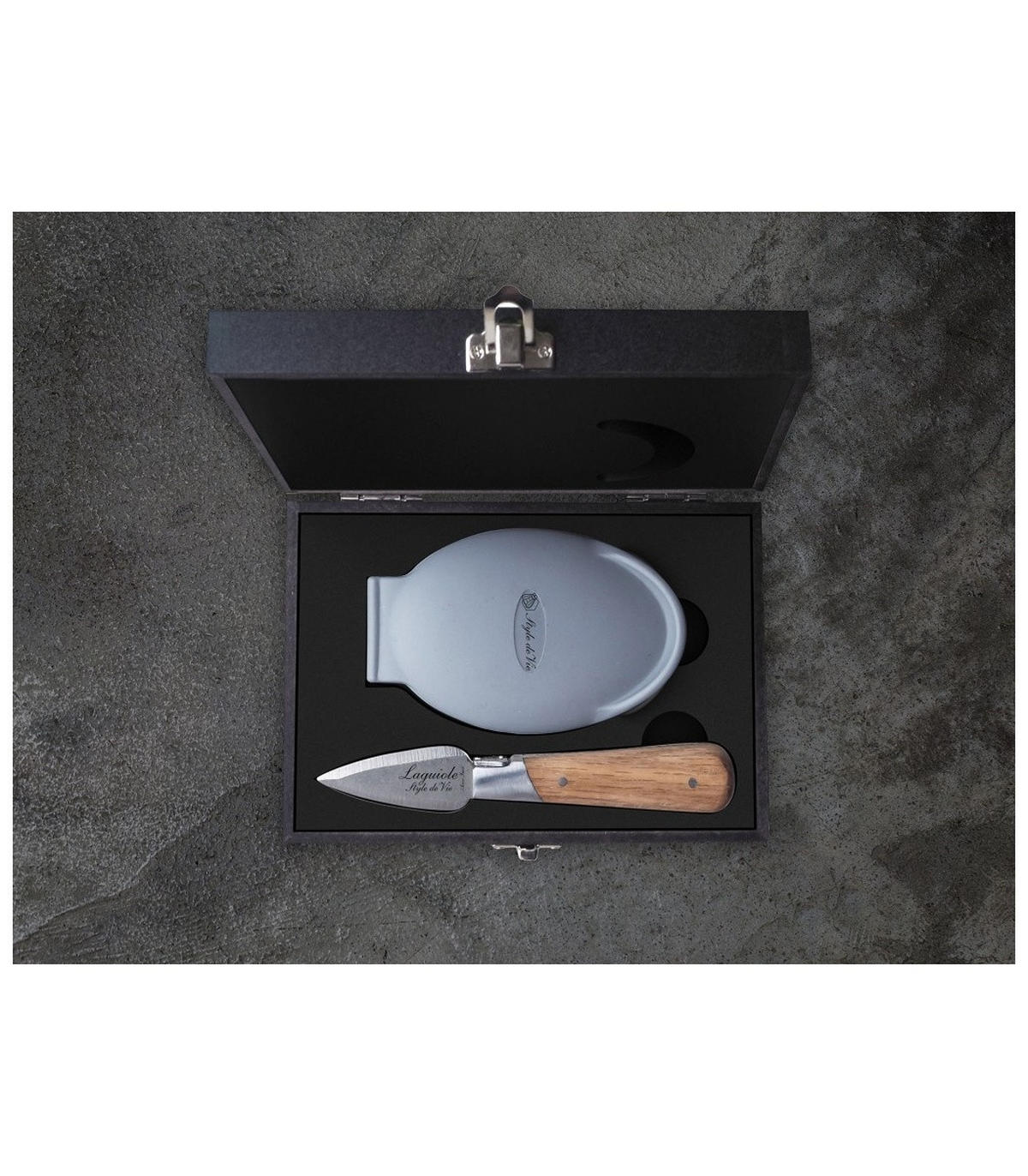 AUSTERNSET Austernmesser mit Austernhalter - Silberfarben, Metall (1cm)