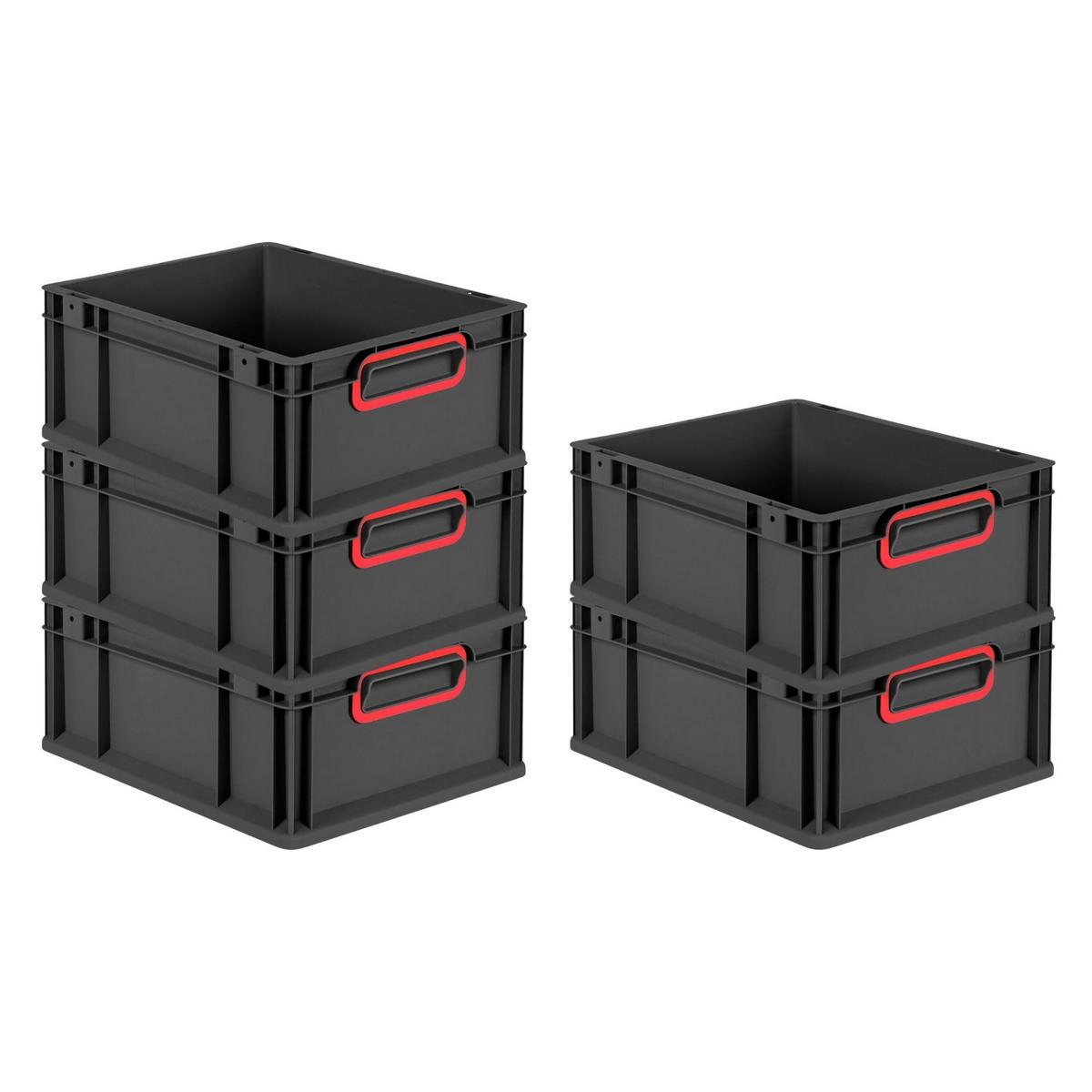 EUROBOX NextGen Color 17x30x40 cm 16 Liter Griffe rot zu, Schwarz - Rot/Schwarz, Kunststoff (30/17/40cm) - PROREGAL