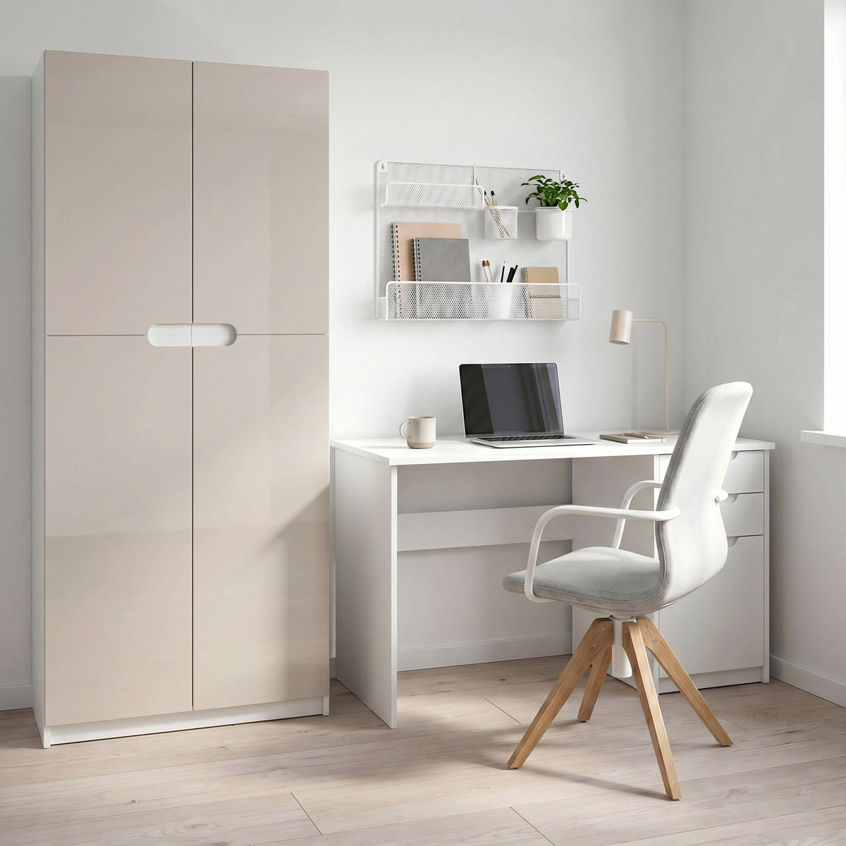 BÜROSCHRANK Logan Fronten in Cashmere - Kaschmir, Holzwerkstoff (82/184/37cm) - Vladon