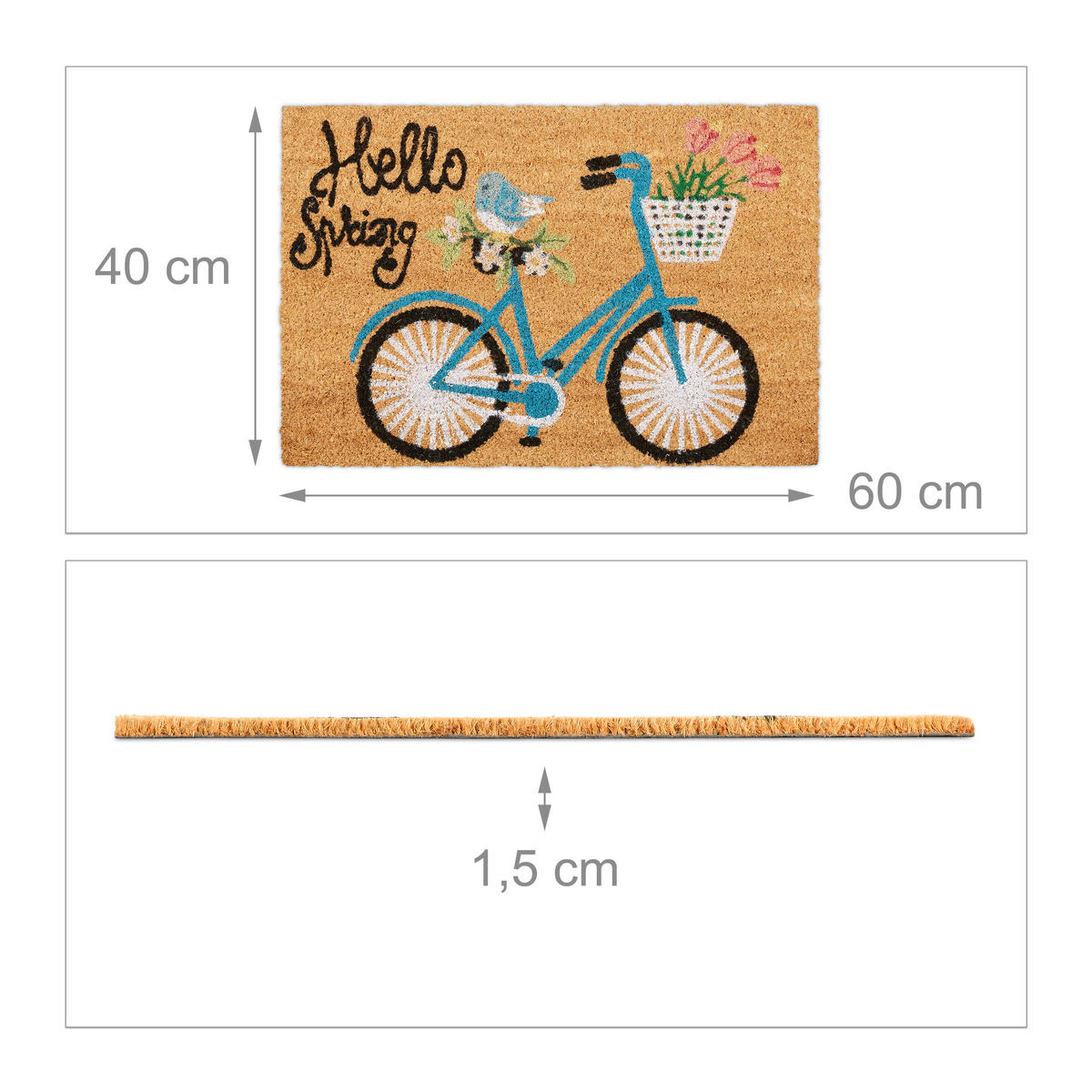 KOKOSFUSSMATTE - Multicolor, Kunststoff/Textil (60/40cm) - Relaxdays