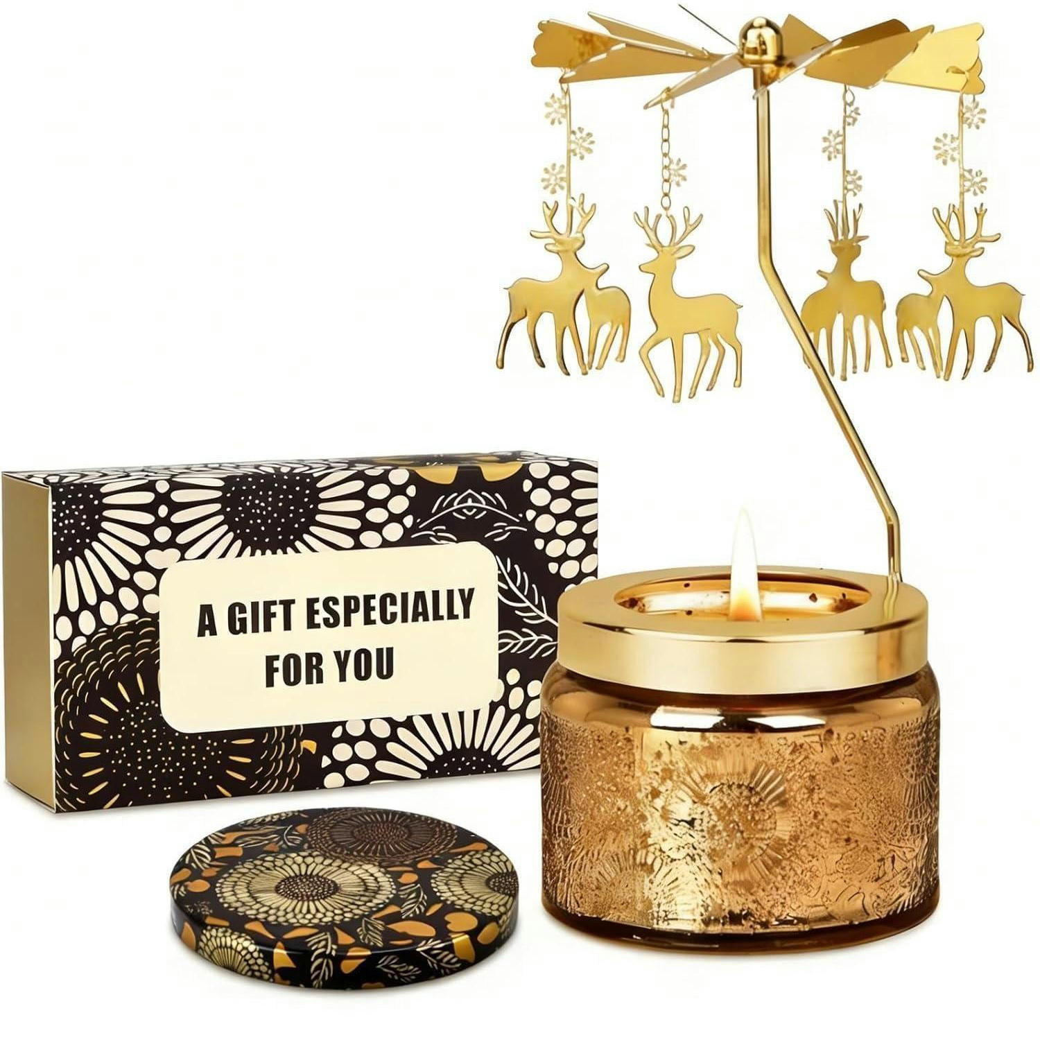 DUFTKERZE mit Drehaufsatz Rosenduft Sojawachs - Goldfarben, Paraffin (6cm)