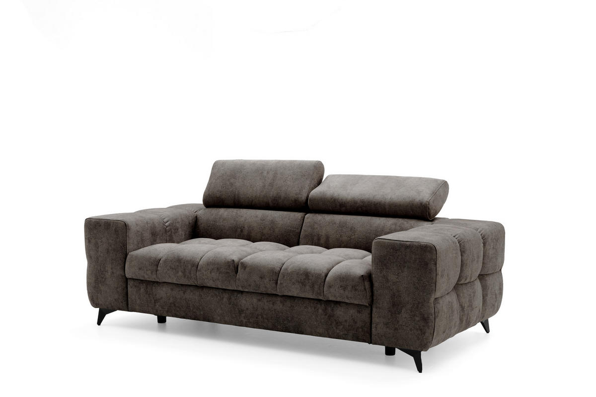 2-SITZER-SOFA PUDDING 209 cm Velours Braun - Schwarz/Braun, Holz/Textil (209/93/100cm) - Muffo