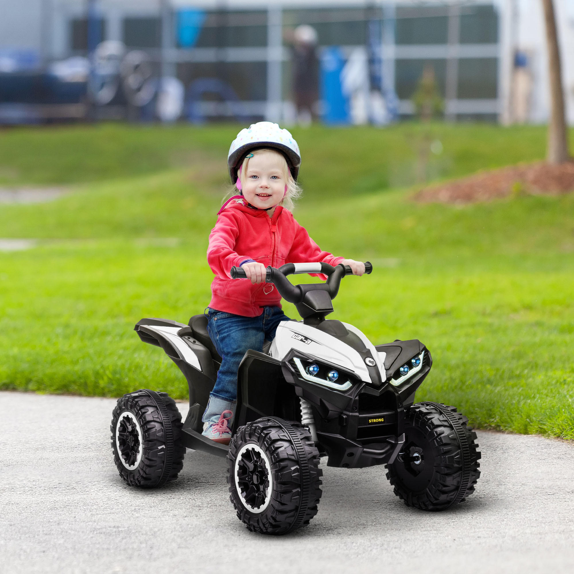 MINI ELEKTRO-QUAD KINDER, Schwarz+Weiß, Kunststoff+ Metall - Schwarz, Metall (83/53/55.5cm) - HOMCOM