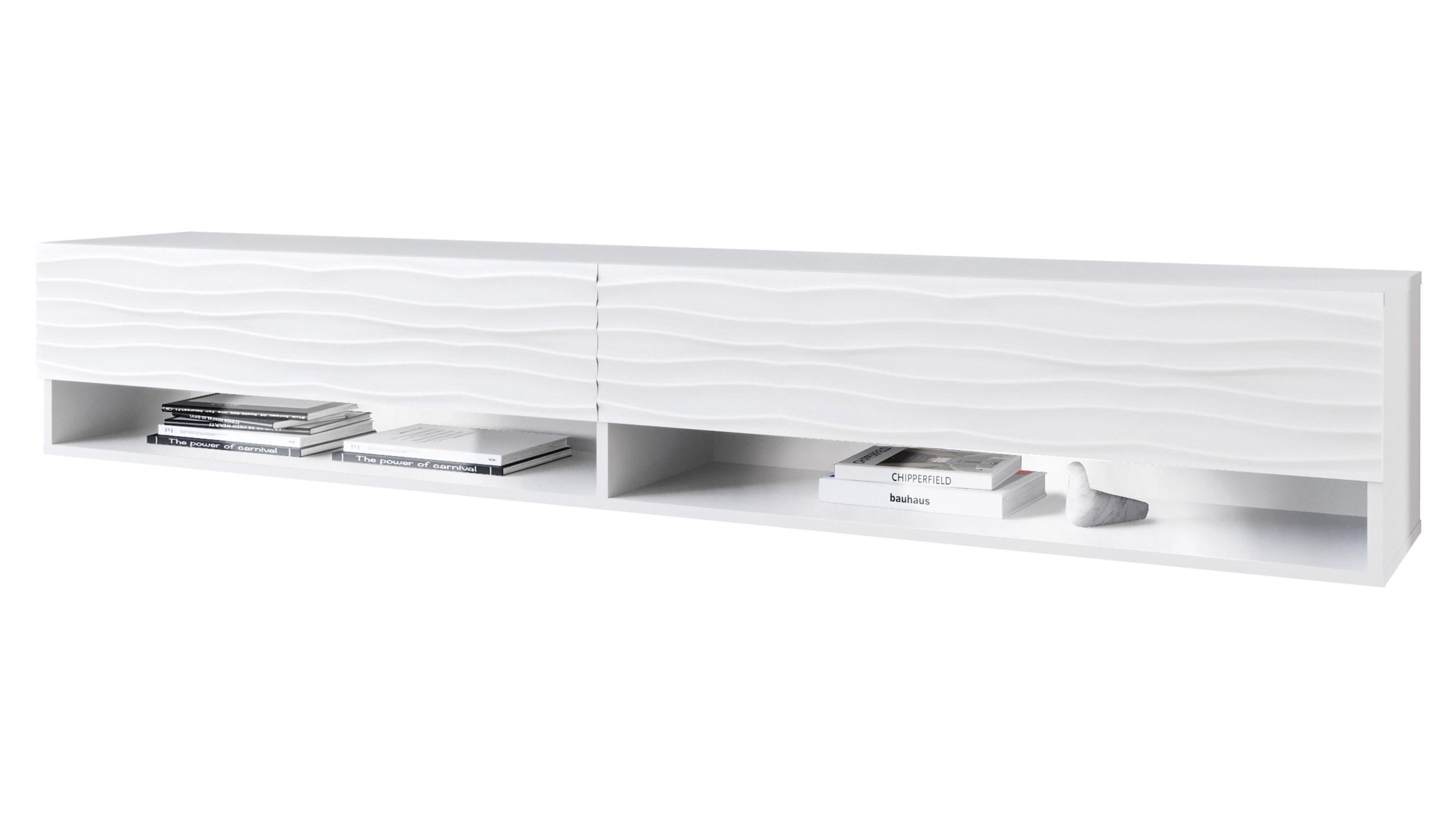 TV-LOWBOARD A180 MDF mit RGB LED Beleuchtung - Alufarben/Weiß, Holzwerkstoff/Kunststoff (180/30/33cm) - MIRJAN24