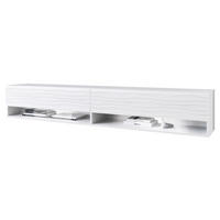 TV-LOWBOARD A180 MDF mit RGB LED Beleuchtung - Alufarben/Weiß, Holzwerkstoff/Kunststoff (180/30/33cm) - MIRJAN24