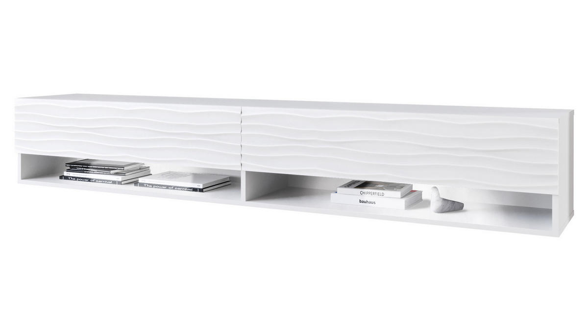 TV-LOWBOARD A180 MDF mit RGB LED Beleuchtung - Alufarben/Weiß, Holzwerkstoff/Kunststoff (180/30/33cm) - MIRJAN24