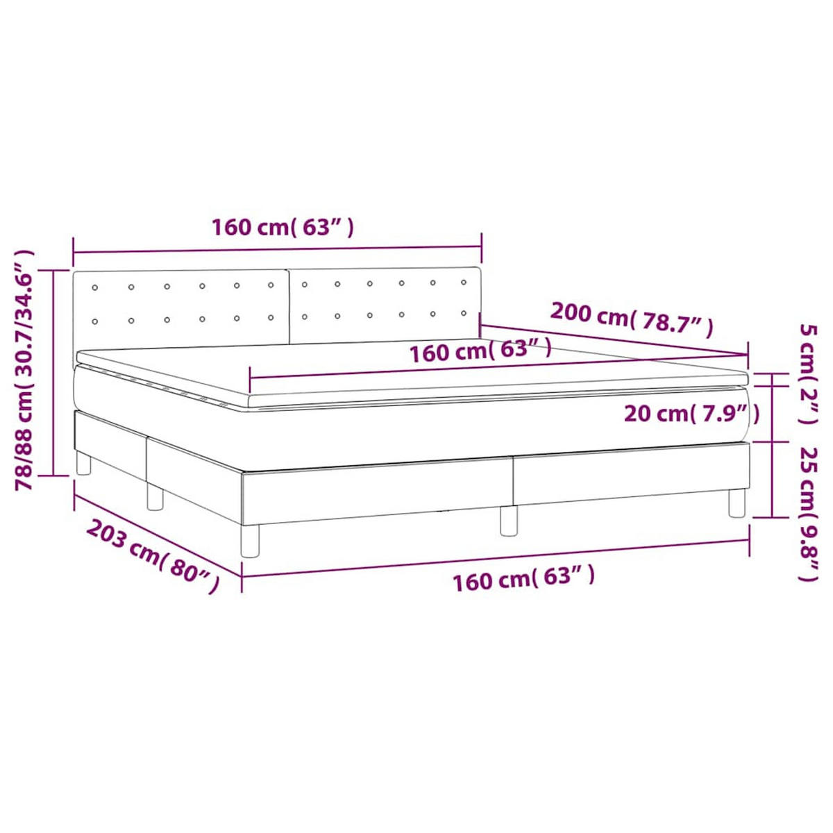 BOXSPRINGBETT 160/200 Cm Taupe Gewebe - Taupe, Textil (160/203cm) - vidaXL