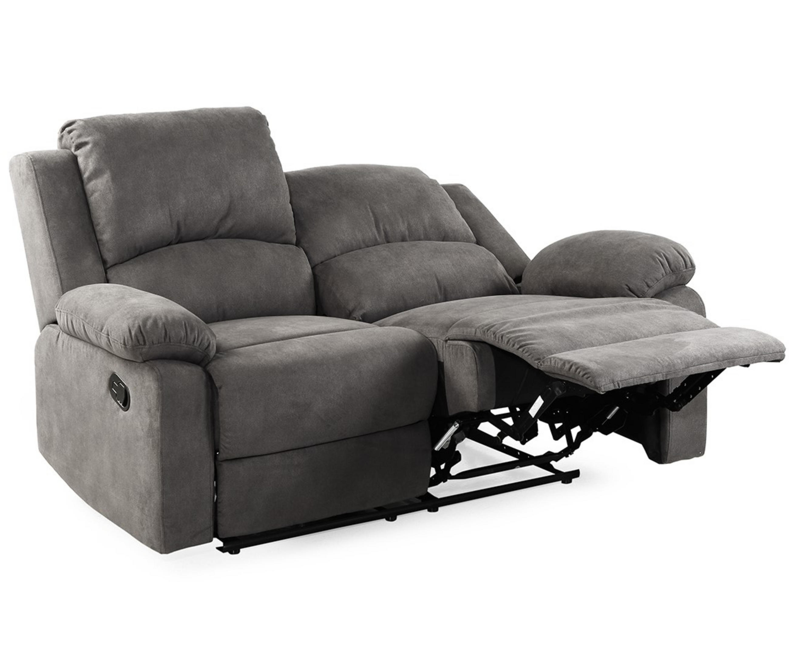 2-SITZER-RELAXSOFA Federkern, Liegefunktion verstellbar durch halbautomatische Relaxfunktion B148/T87/H97 cm, Mikrofaser Vintage Anthrazit / 15130 - Anthrazit/Schwarz, Textil (148/97/87cm) - luma-home