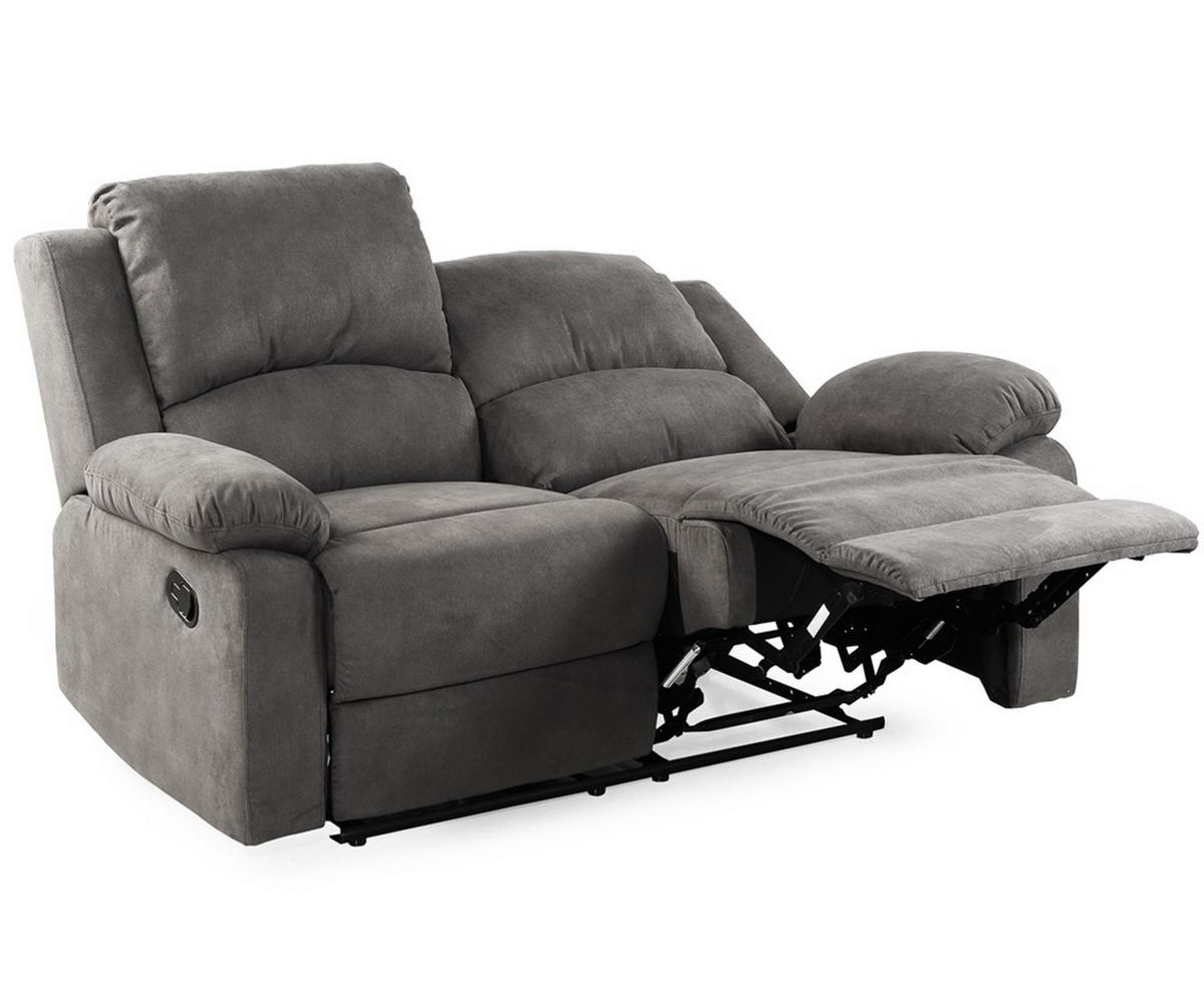 2-SITZER-RELAXSOFA Federkern, Liegefunktion verstellbar durch halbautomatische Relaxfunktion B148/T87/H97 cm, Mikrofaser Vintage Anthrazit / 15130 - Anthrazit/Schwarz, Textil (148/97/87cm) - luma-home