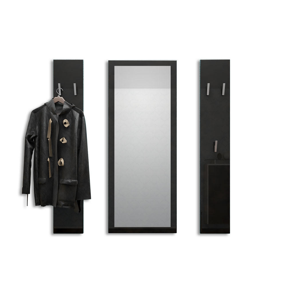 Vladon Garderobe Schwarz Hochglanz 120x140x2 cm