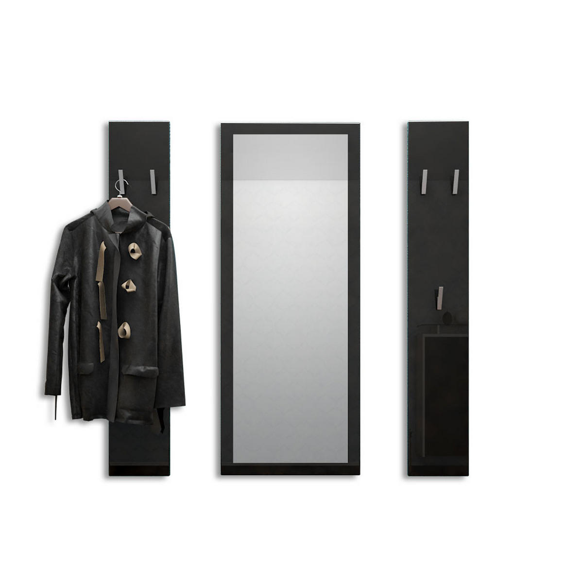 GARDEROBE Spot Schwarz Hochglanz - Schwarz Hochglanz, Holzwerkstoff (120/140/2cm) - Vladon