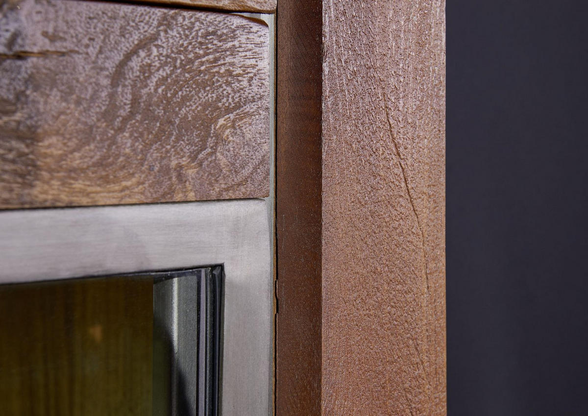 VITRINE Mango 55x45x204 braun lackiert Amsterdam #20 - Braun, Holz (55/204/45cm) - Massivmoebel24