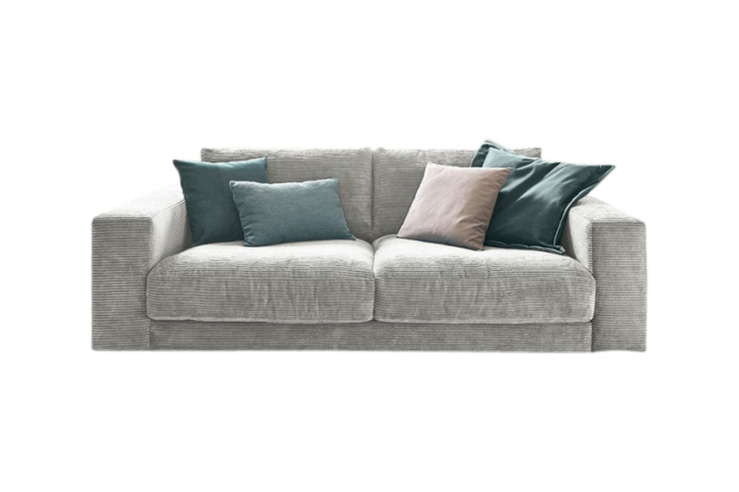 SOFA 2-SITZER MADELINE Hellgrau Cord - Hellgrau/Schwarz, Kunststoff/Textil (230/85/127cm) - KAWOLA