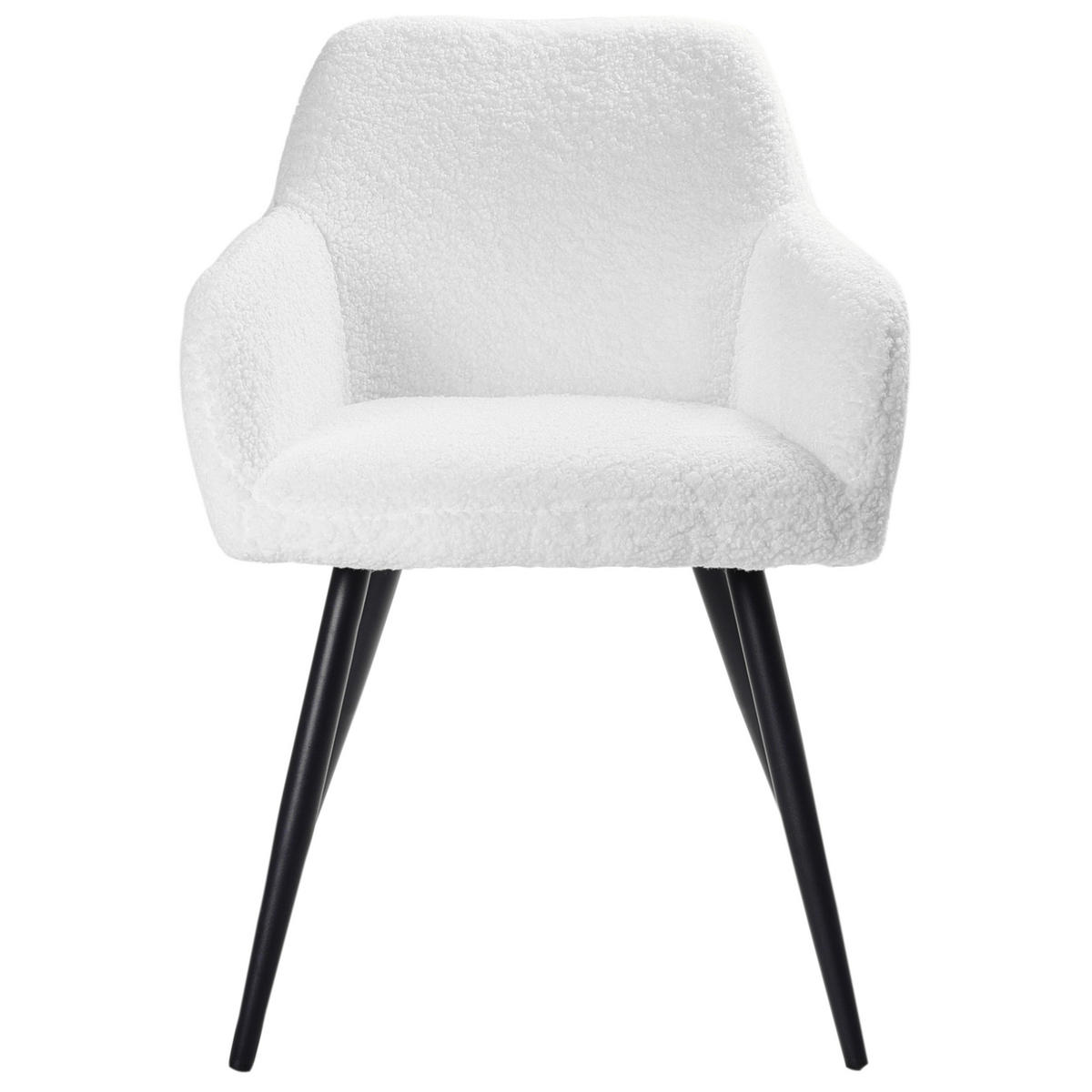 ESSZIMMERSTUHL 2er-Set Bouclé Cremeweiß Casmalia - Weiß, Textil (60/80/66cm) - Beliani