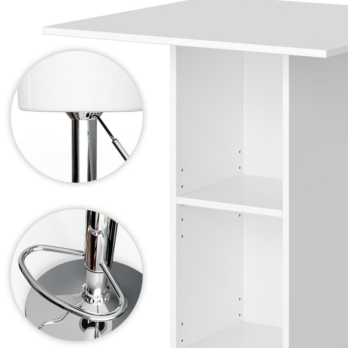 BARTISCH-SET Rodeo Weiß 70 x 70 cm mit 2 Barhockern - Weiß, Holzwerkstoff (70/109/70cm) - Vicco