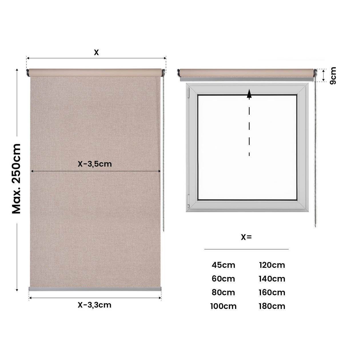 VERDUNKELUNGSROLLO Beige 140x250 cm - Beige, Kunststoff (140/250cm) - STORESDECO