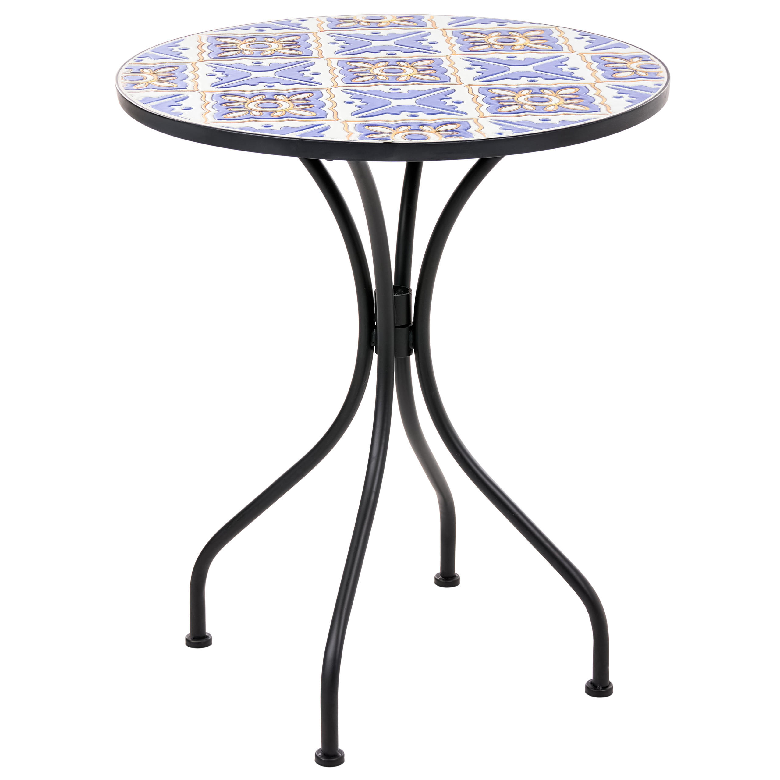 Beliani Bistrotisch Weiß, Blau, Schwarz 60x71x60 cm