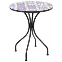 BISTROTISCH 60/60 cm Metall Weiß/Blau Siponto - Blau/Schwarz, Metall (60/60/71cm) - Beliani
